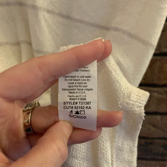 NWOT Cherish White and Purple Stripped Top S - Picture 3 of 5